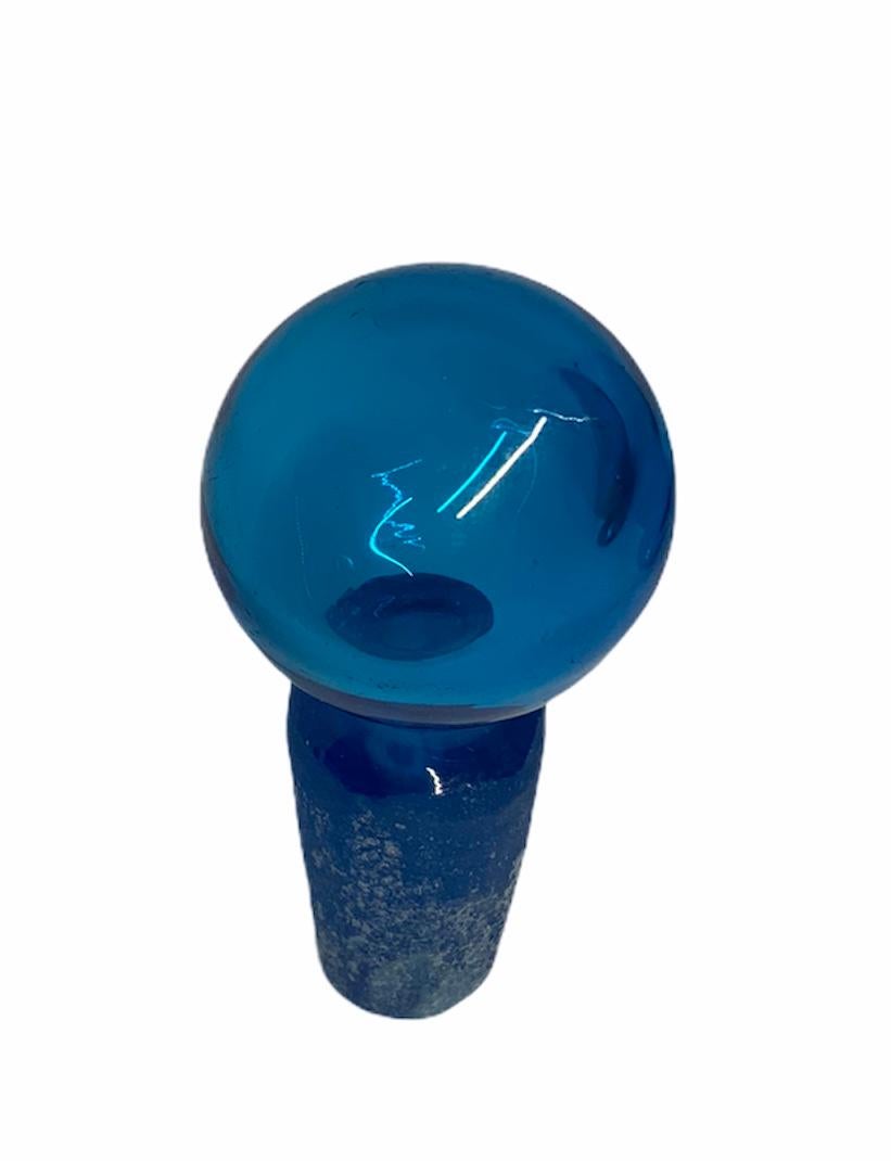 Rossler Bohemian Royal Blue Glass Enamel Decanter In Good Condition In Guaynabo, PR