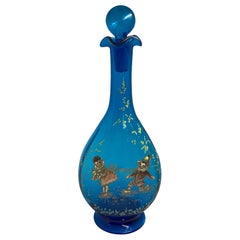 Rossler Bohemian Royal Blue Glass Enamel Decanter