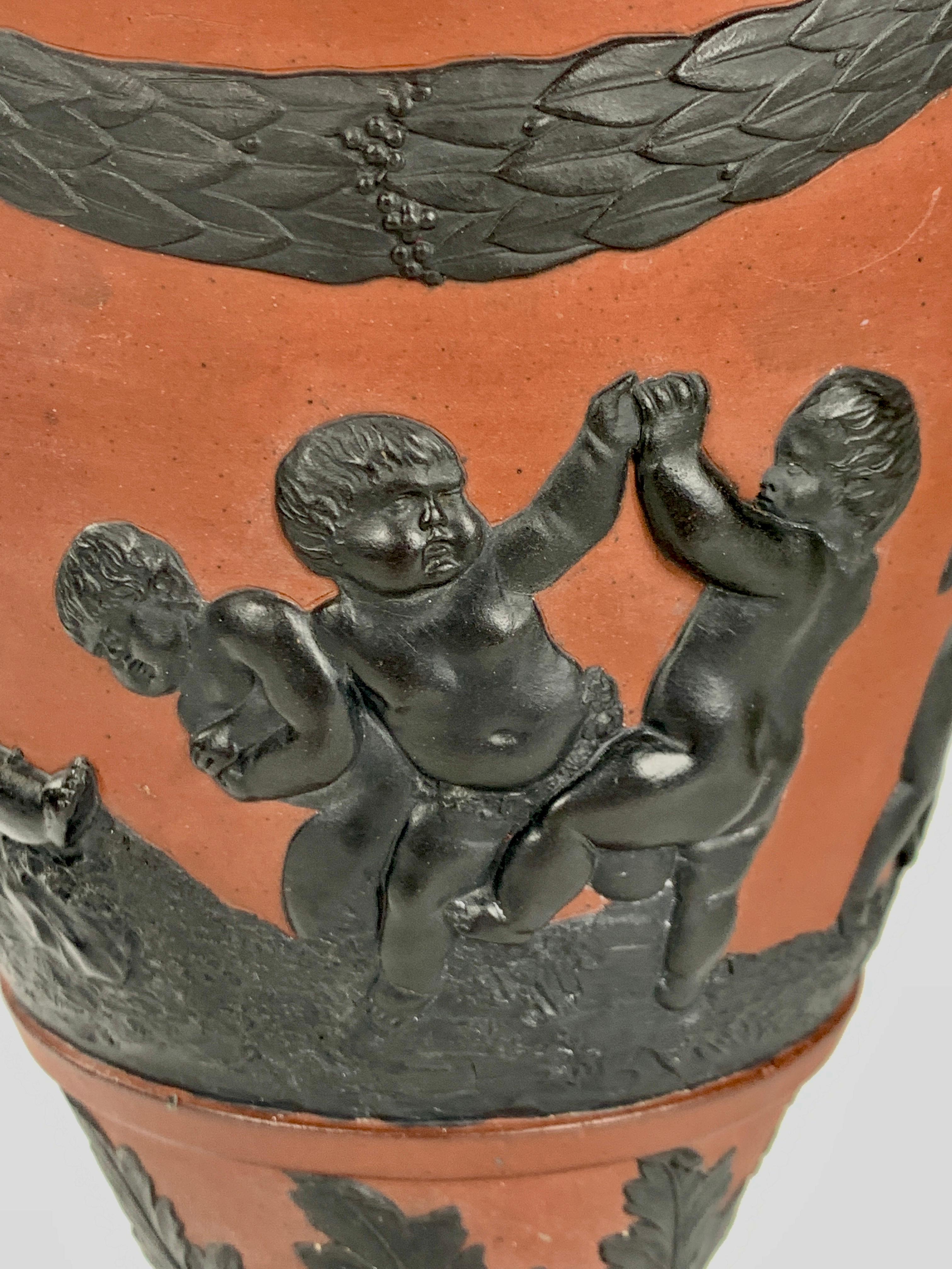 English Rosso Antico and Black Basalt Vase Made Circa 1815 with Neoclassical Decoration