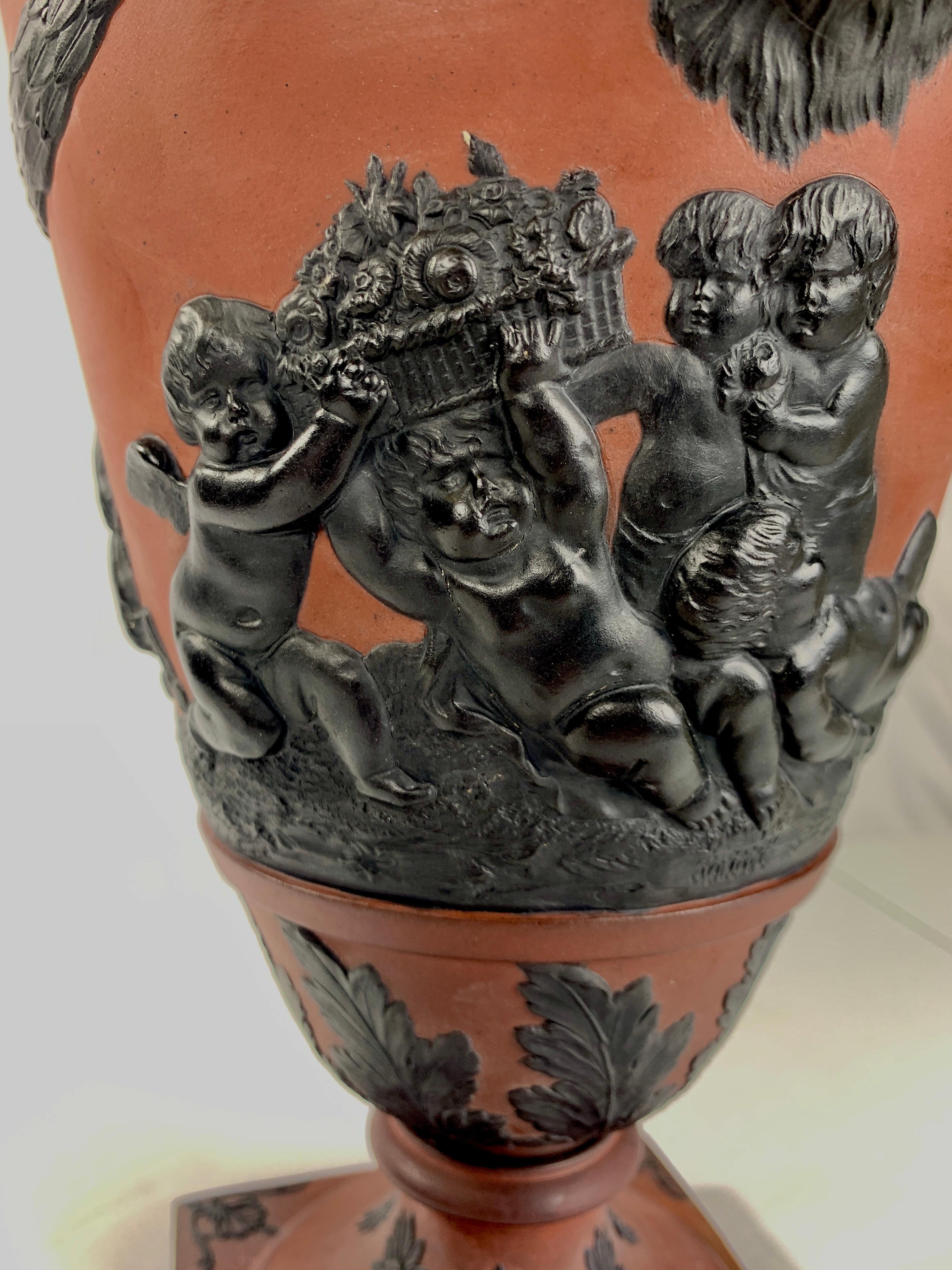 19th Century Rosso Antico and Black Basalt Vase Made Circa 1815 with Neoclassical Decoration