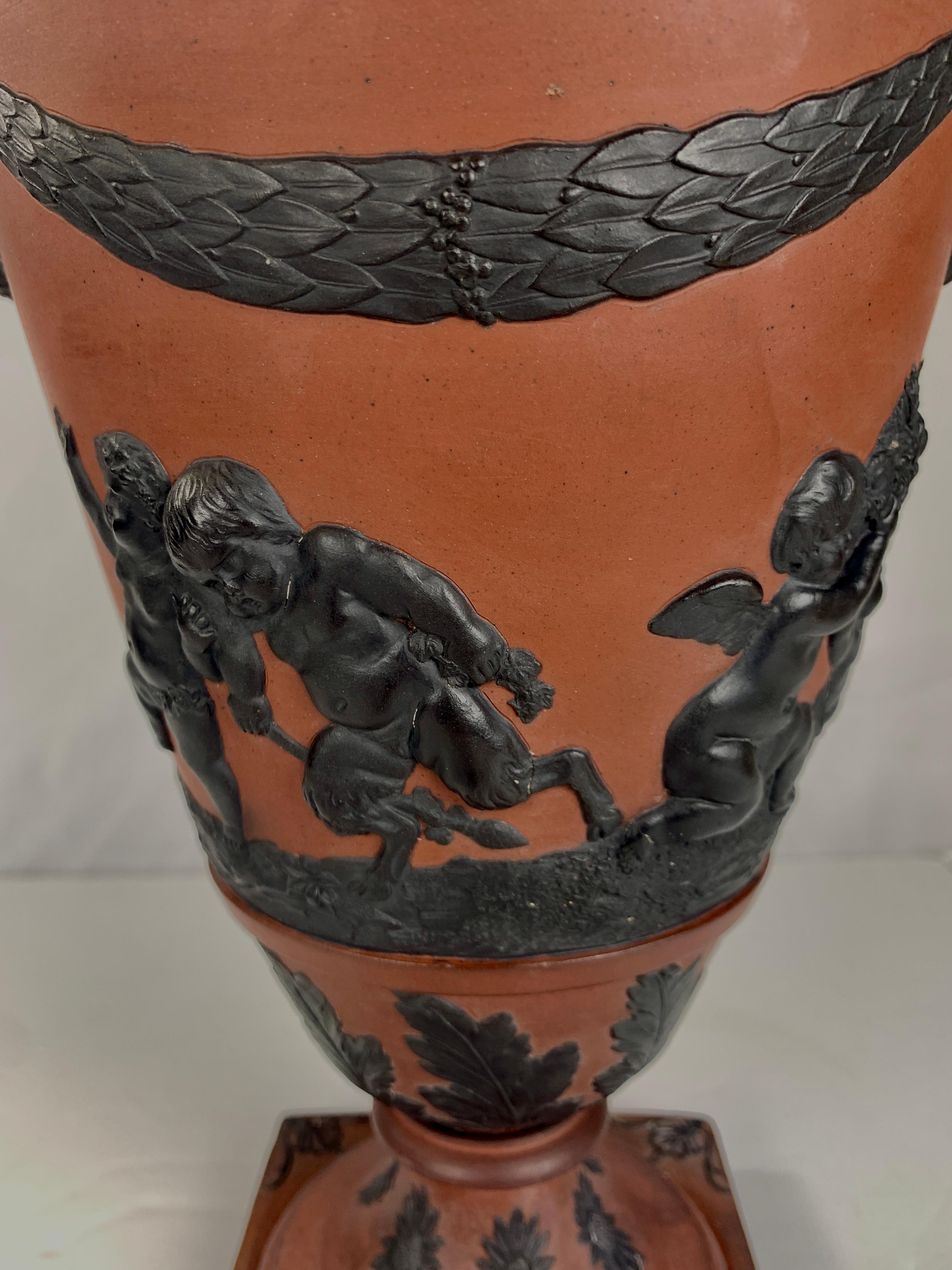 Rosso Antico and Black Basalt Vase Made Circa 1815 with Neoclassical Decoration 1