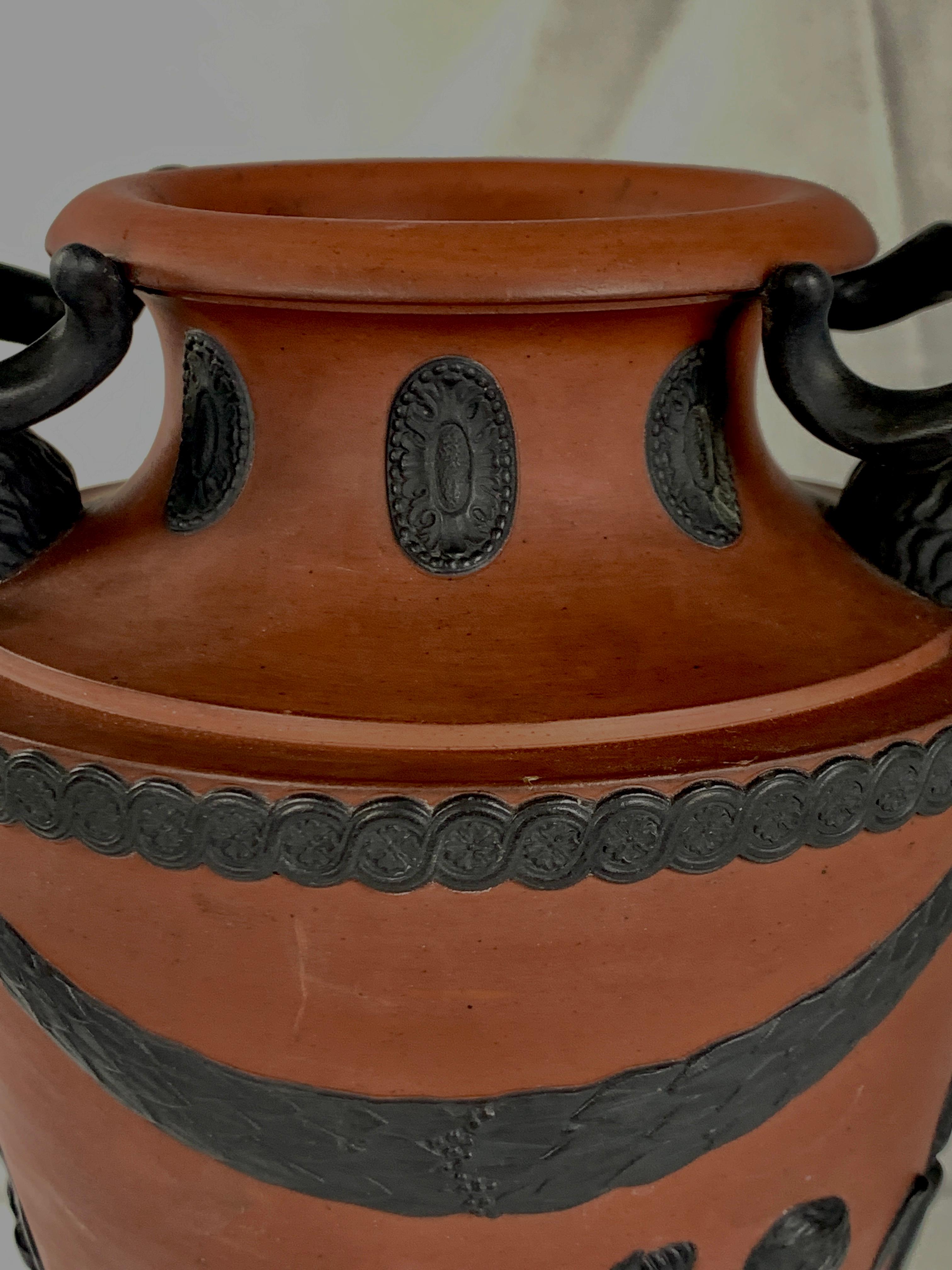 Rosso Antico and Black Basalt Vase Made Circa 1815 with Neoclassical Decoration 2