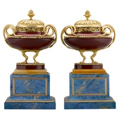 Rosso Antico Marble and Gilt Bronze Potpourri Vases