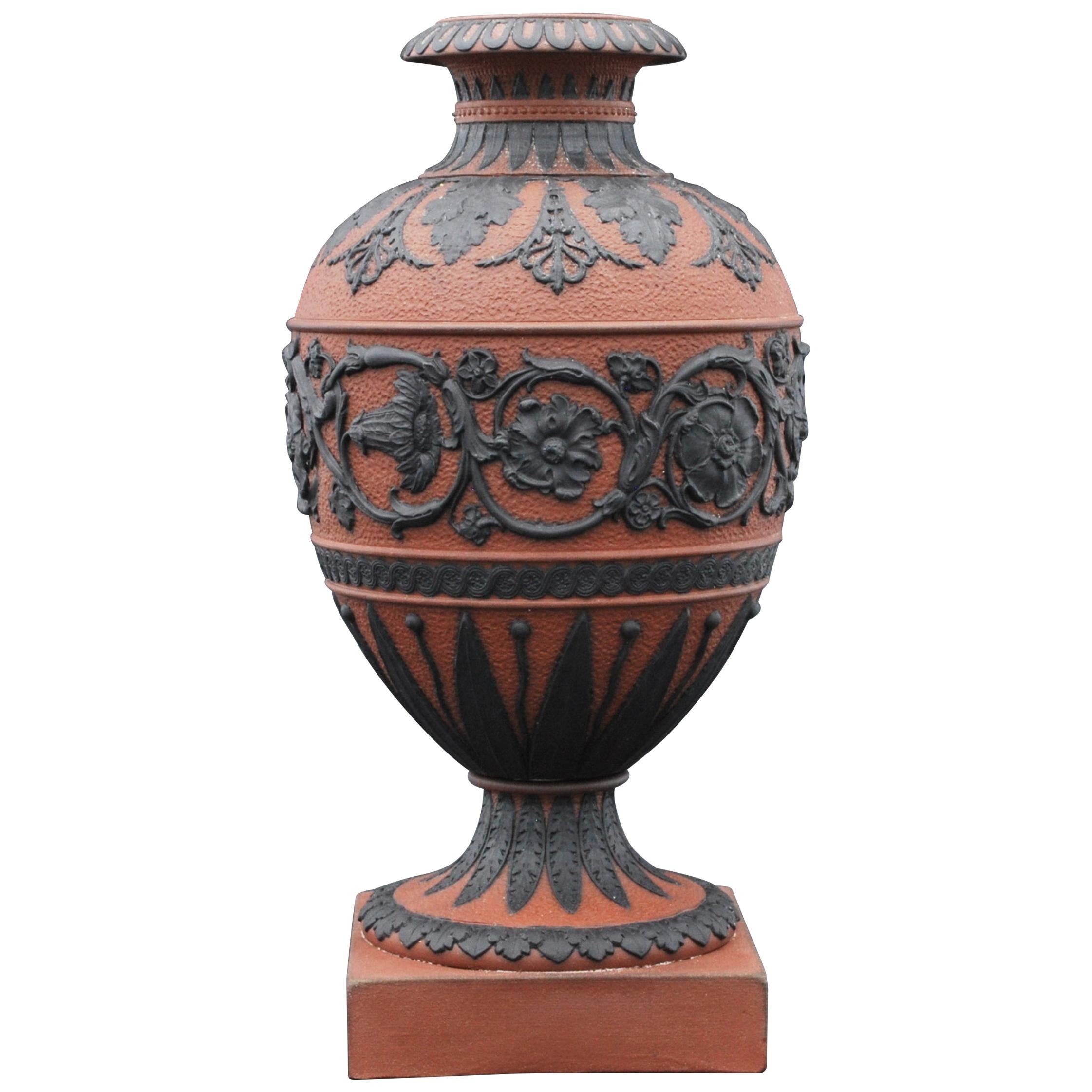 Rosso Antico Vase with Black Decoration, Wedgwood, C1790 For Sale