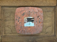 Rosso Contemporary Signed Ceramic Mirror by Renzo Maar