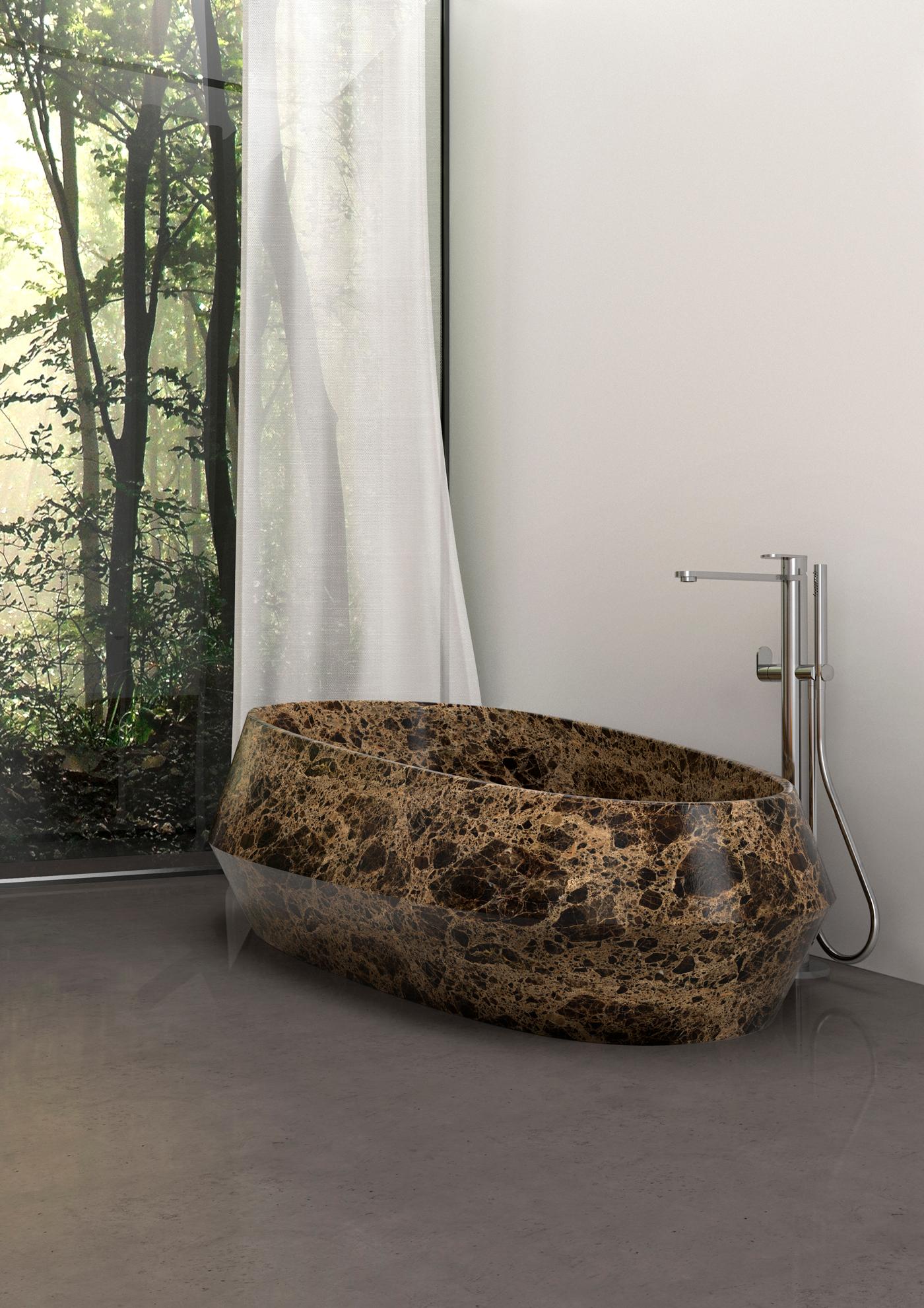 Contemporary Rosso Francia Tosca Bath by Marmi Serafini For Sale