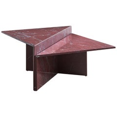 Rosso Francia Two-Tiered Marble Coffee Table