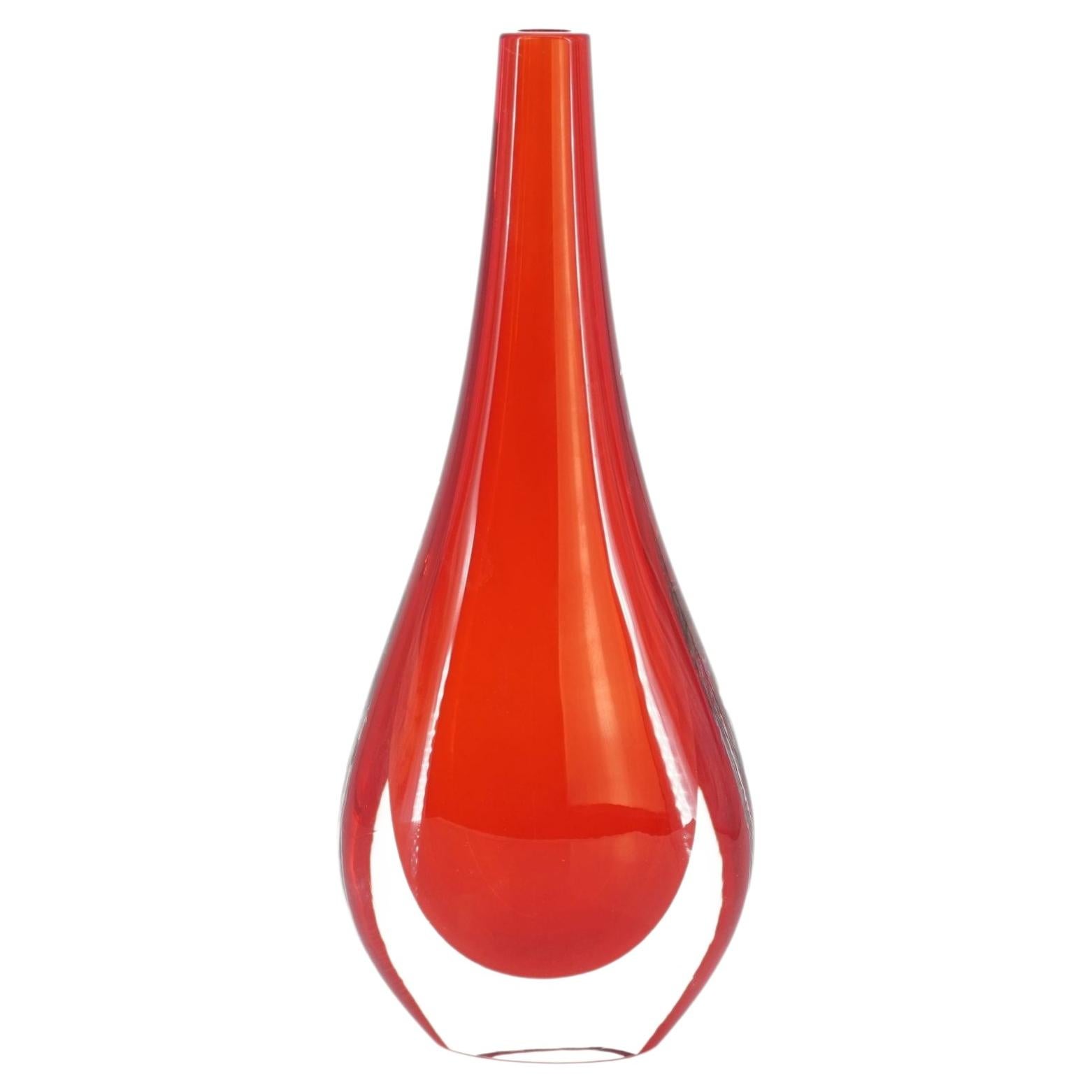 Red Drop Vase - Murano Glass For Sale