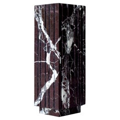 ROSSO GROOVY Vase in Rosso Levanto Marble by Meble Matters 8"