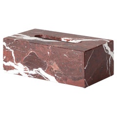 Caja de pañuelos rectangular de mármol Rosso Lepanto