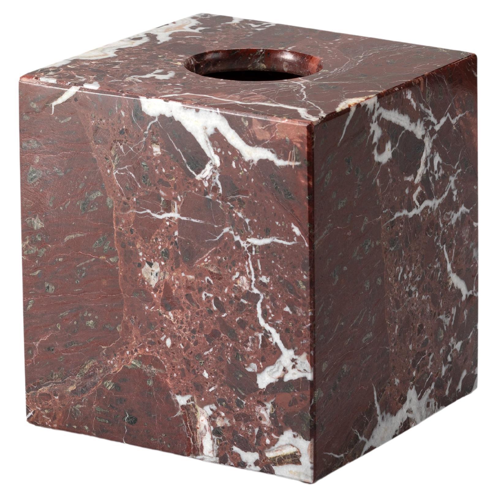 Rosso Lepanto Marble Square Tissue Box For Sale