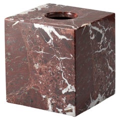 Caja de pañuelos cuadrada de mármol Rosso Lepanto