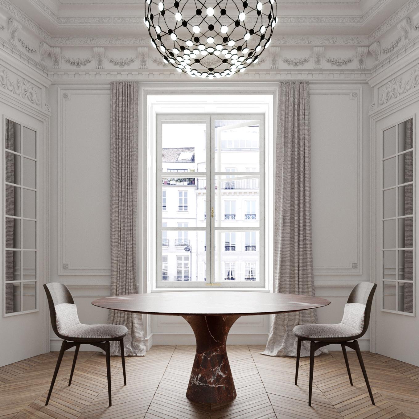 Postmoderne Rosso Lepanto Table de salle à manger contemporaine raffinée en marbre 130/75 en vente