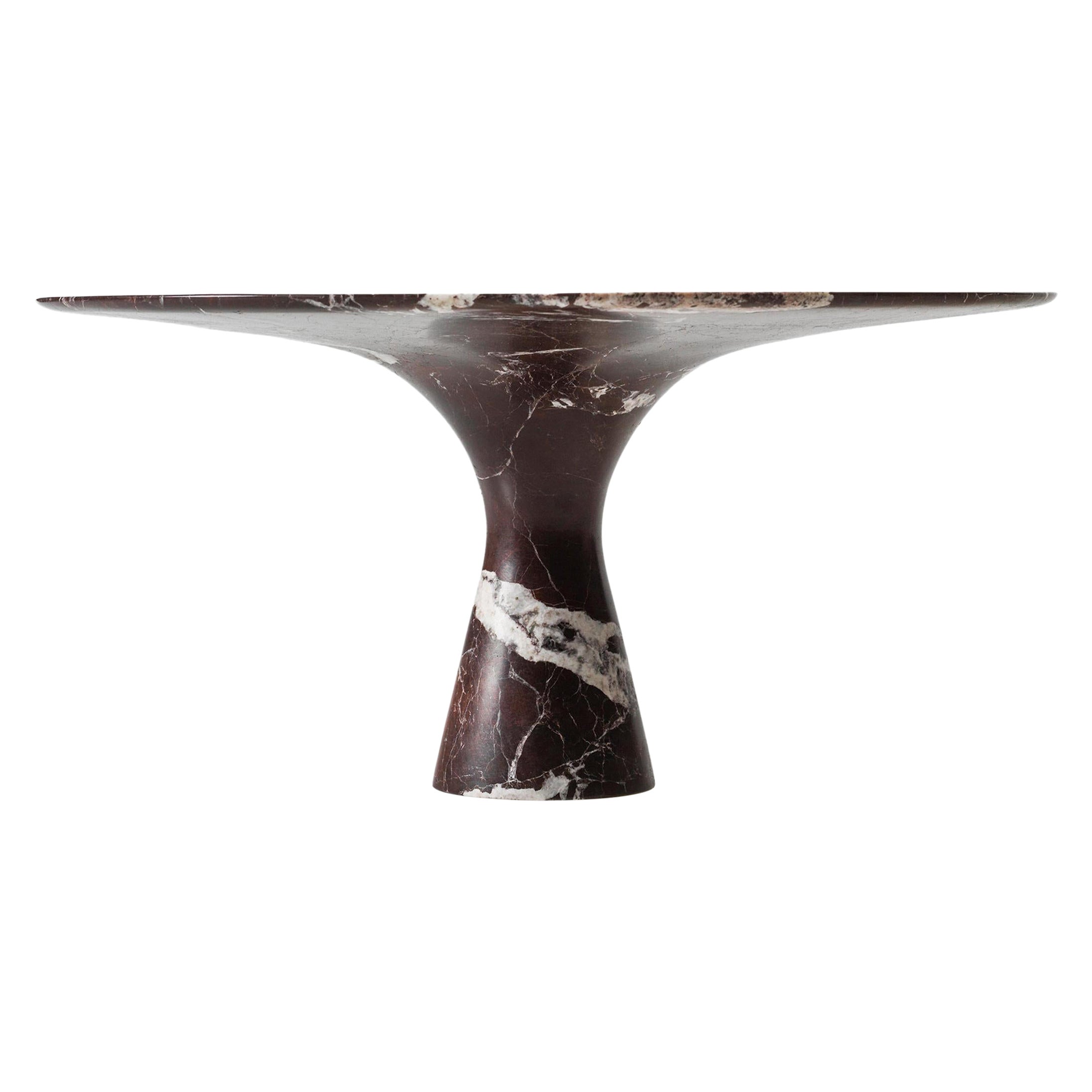 Raffinierter zeitgenössischer niedriger runder Tisch aus Marmor von Rosso Lepanto 36/100
