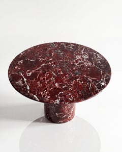 Rosso Levanto Burgundy Marble Round Table, Minimalist Modern Round Marble Table