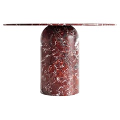 Rosso Levanto Burgundy Marble Round Table, Minimalist Modern Round Marble Table