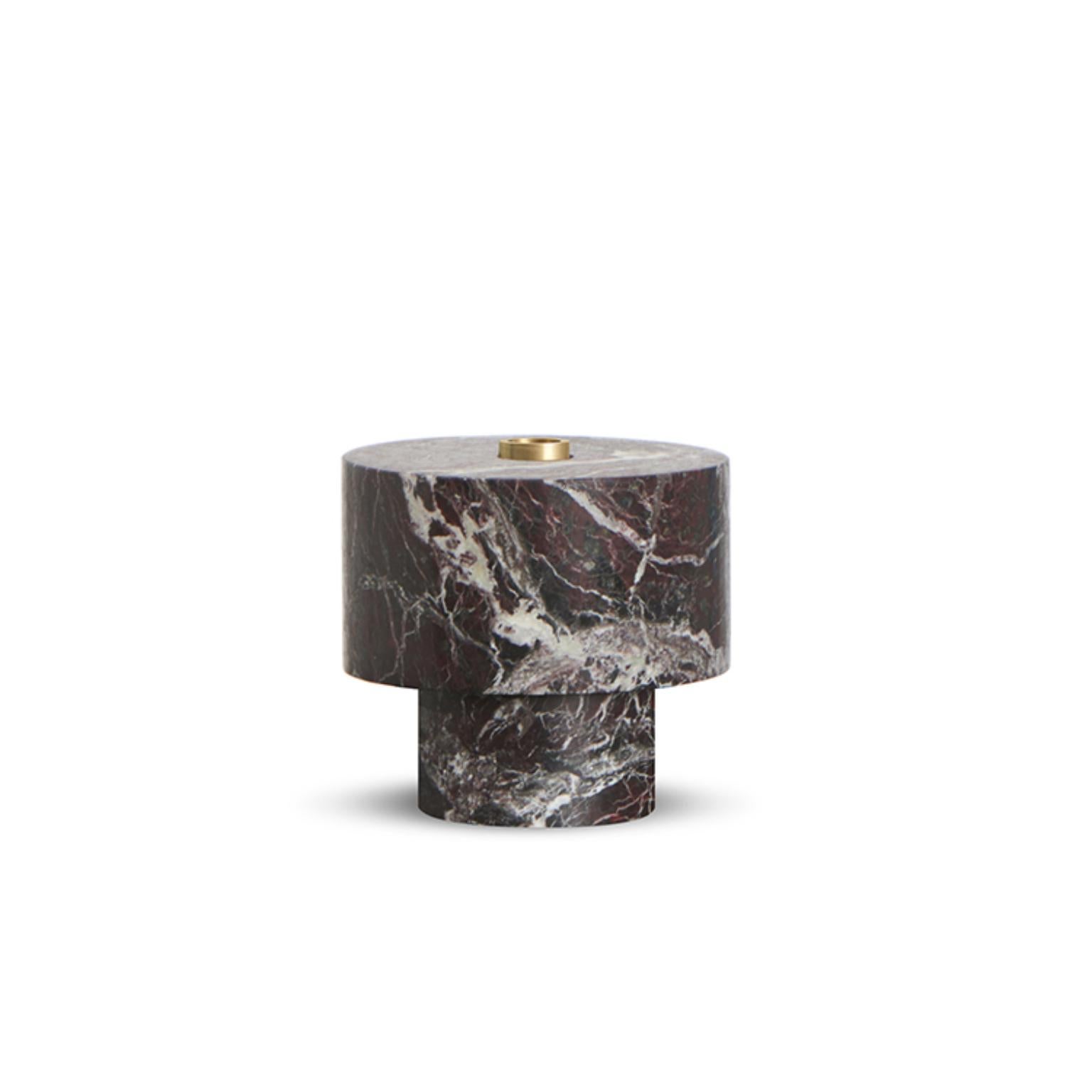 Rosso Levanto candleholder by Karen Chekerdjian
Dimensions: W 8 x D 8 x H 24
Materials: Rosso Levanto marble

Karen’s trajectory into designing was unsystematic, comprised of a combination of practical experience in various creative fields and