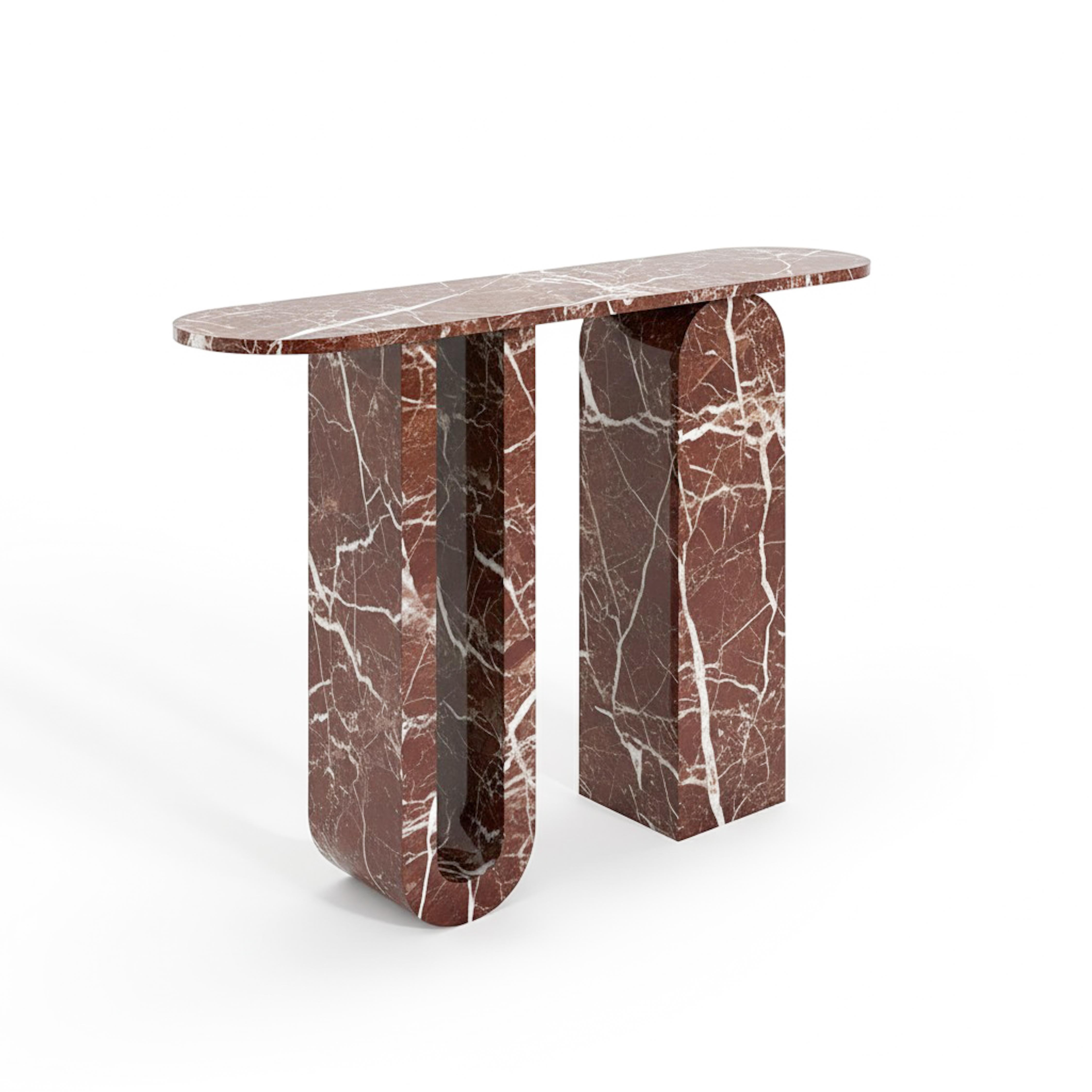 Rosso Levanto Konsolentisch - Konsolentisch aus rotem Marmor - Flurtisch (Türkisch) im Angebot