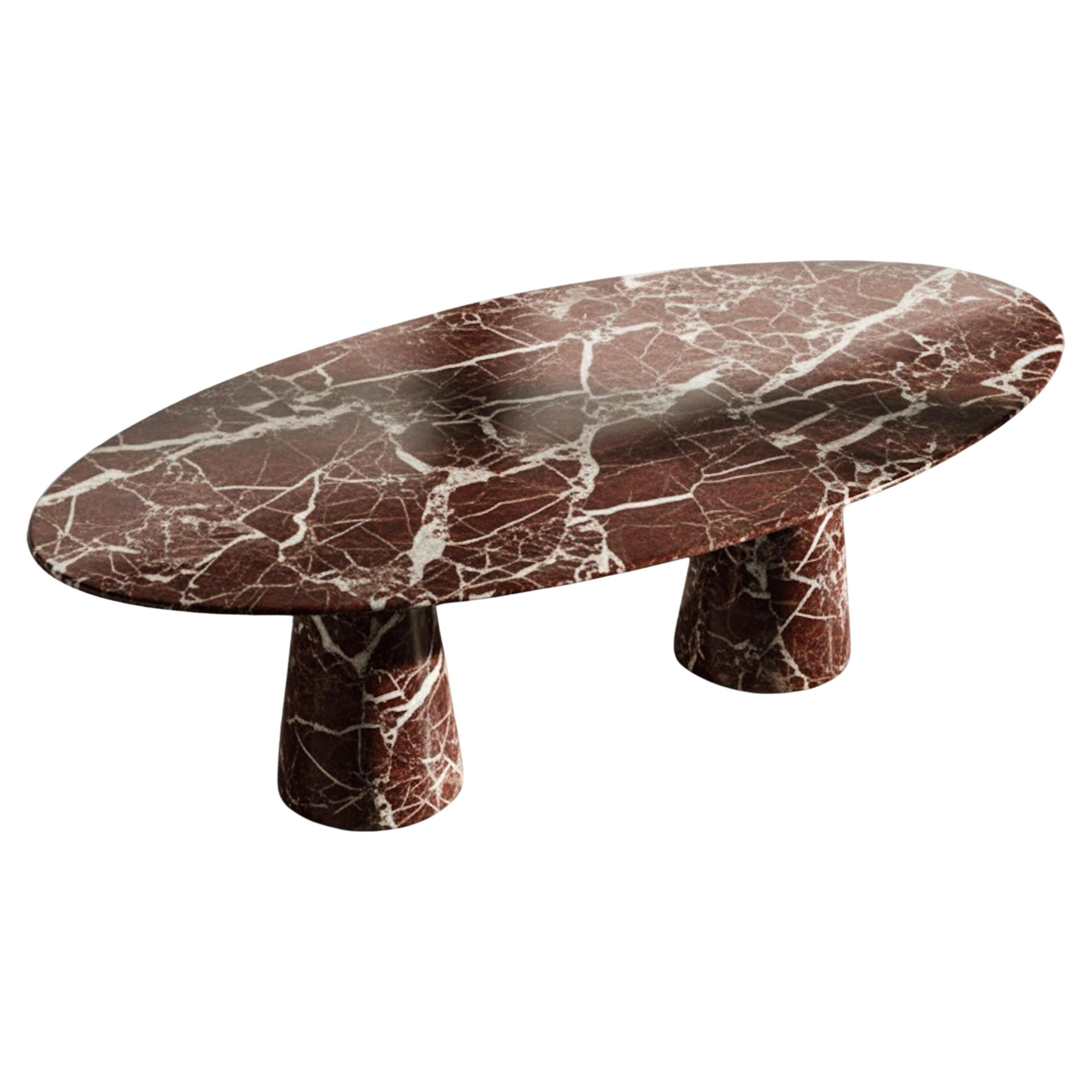 Rosso Levanto Ellips Esstisch - Ovaler Marmortisch - Design Red Table