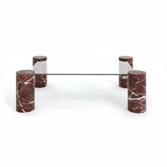 Rosso Levanto Glass Marble Coffee Table - Handmade Coffee Table
