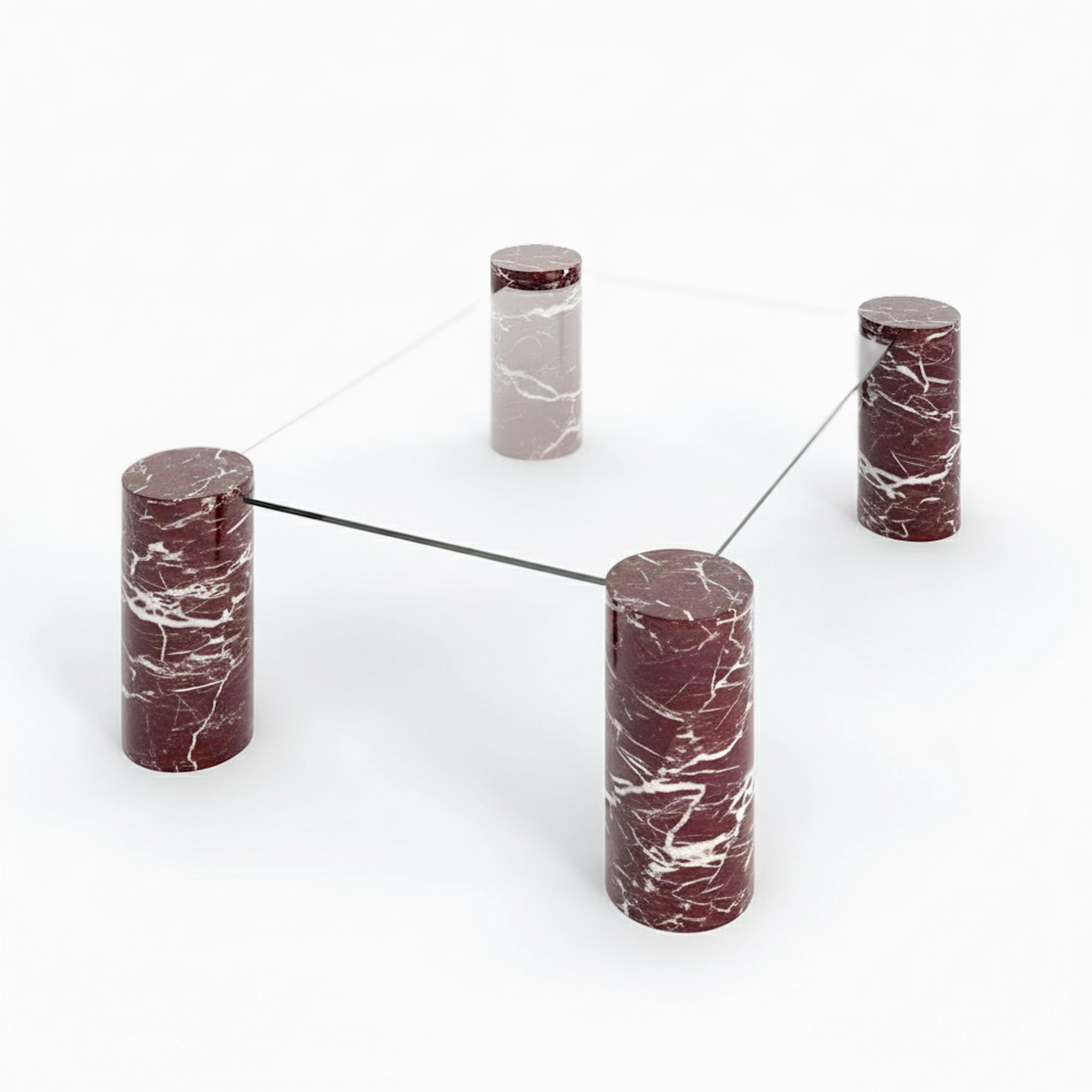 Turkish Rosso Levanto Glass Marble Coffee Table - Handmade Coffee Table For Sale