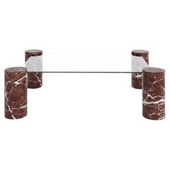 Rosso Levanto Glass Marble Coffee Table - Handmade Coffee Table