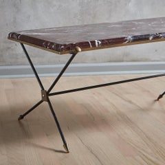 Rosso Levanto Marble Coffee Table in the Style of Maison Jansen, France 1960s