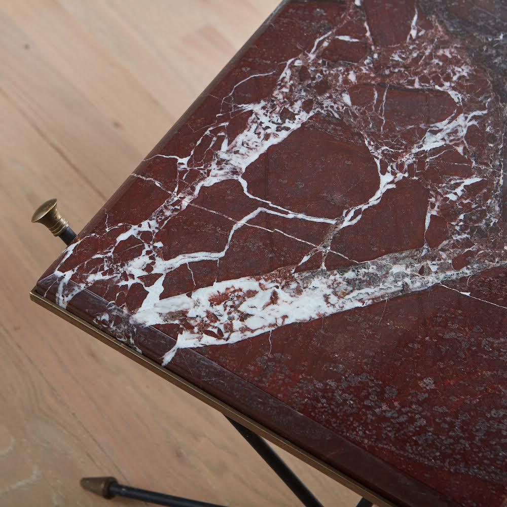 French Rosso Levanto Marble Coffee Table in the Style of Maison Jansen, France 1960s For Sale