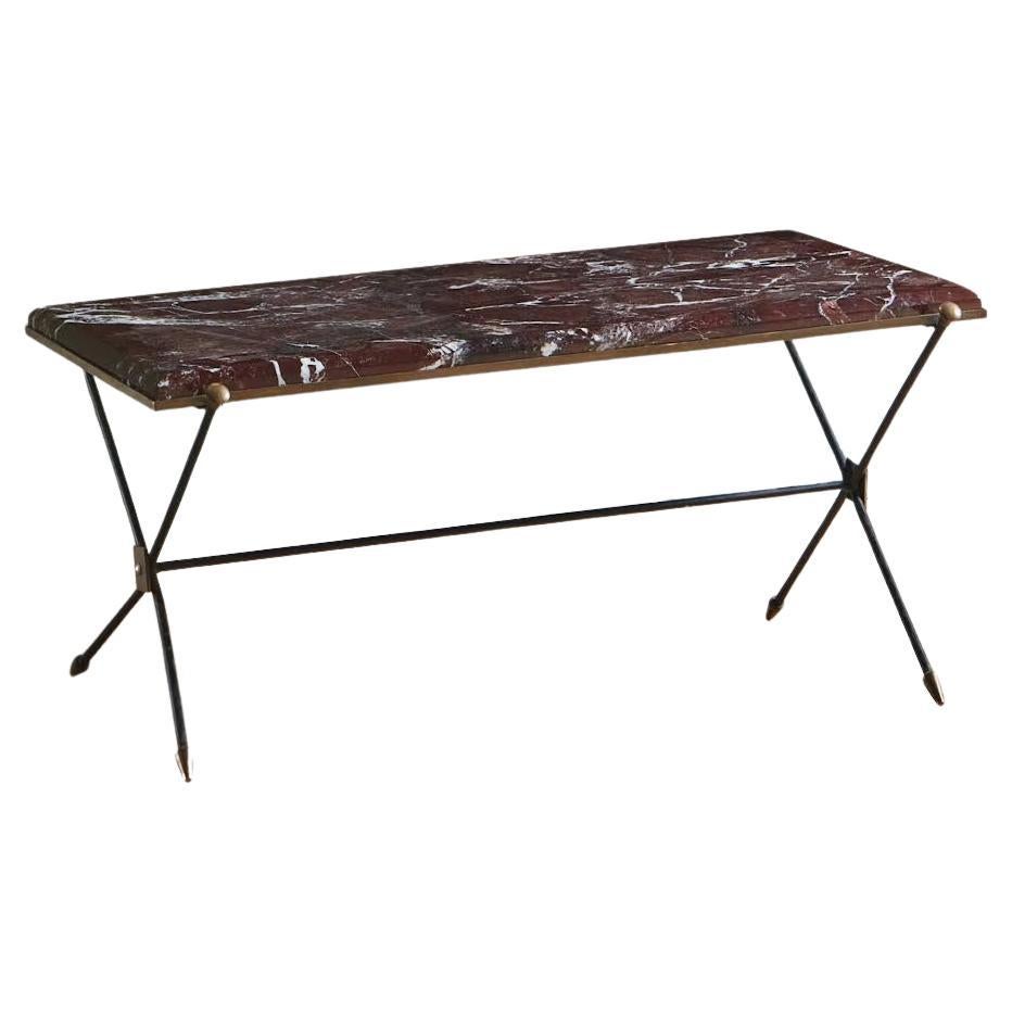 Rosso Levanto Marble Coffee Table in the Style of Maison Jansen, France 1960s For Sale