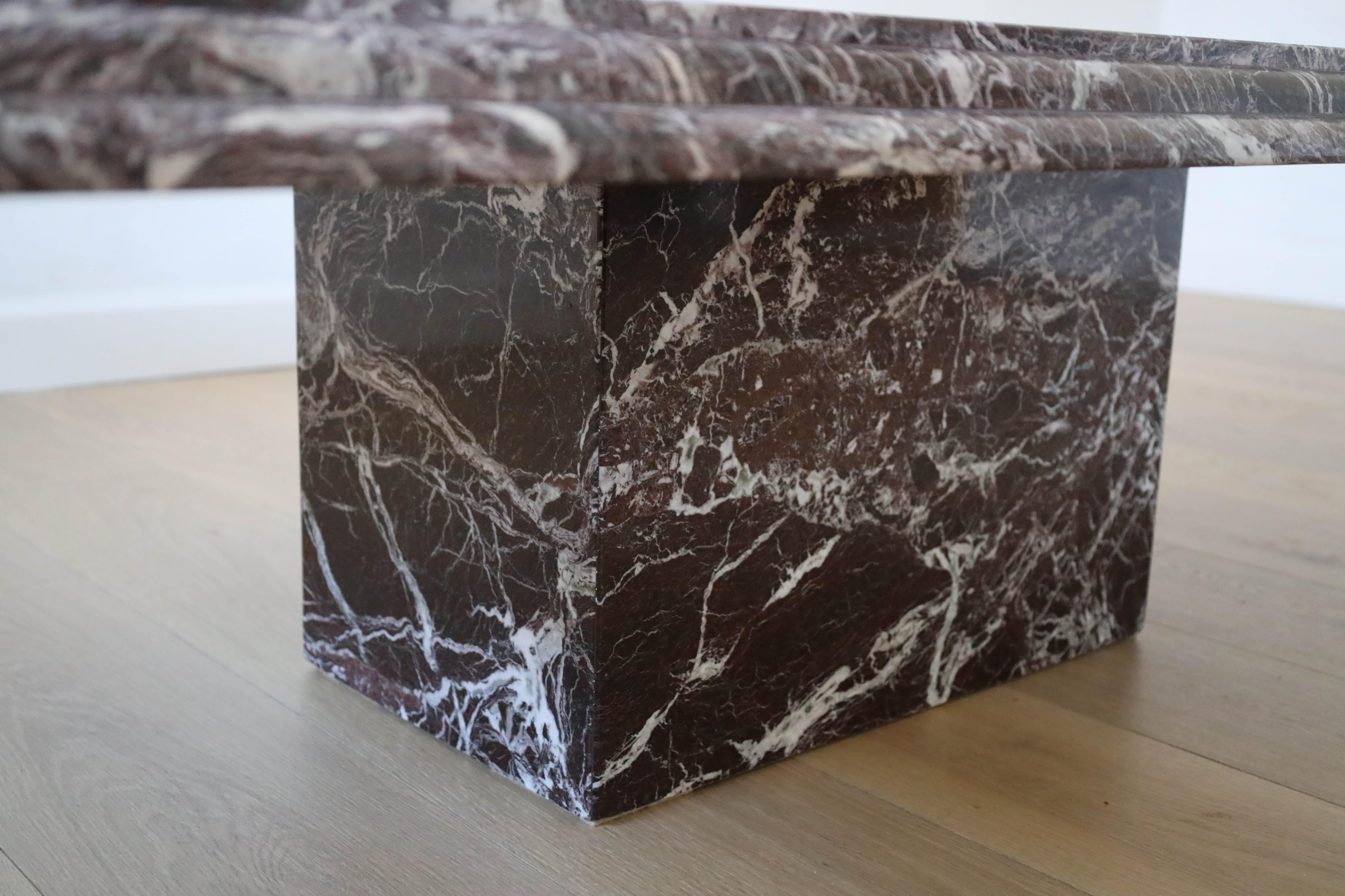 Rosso Levanto Marble Coffee Table, Italy 1960s-70s For Sale 6