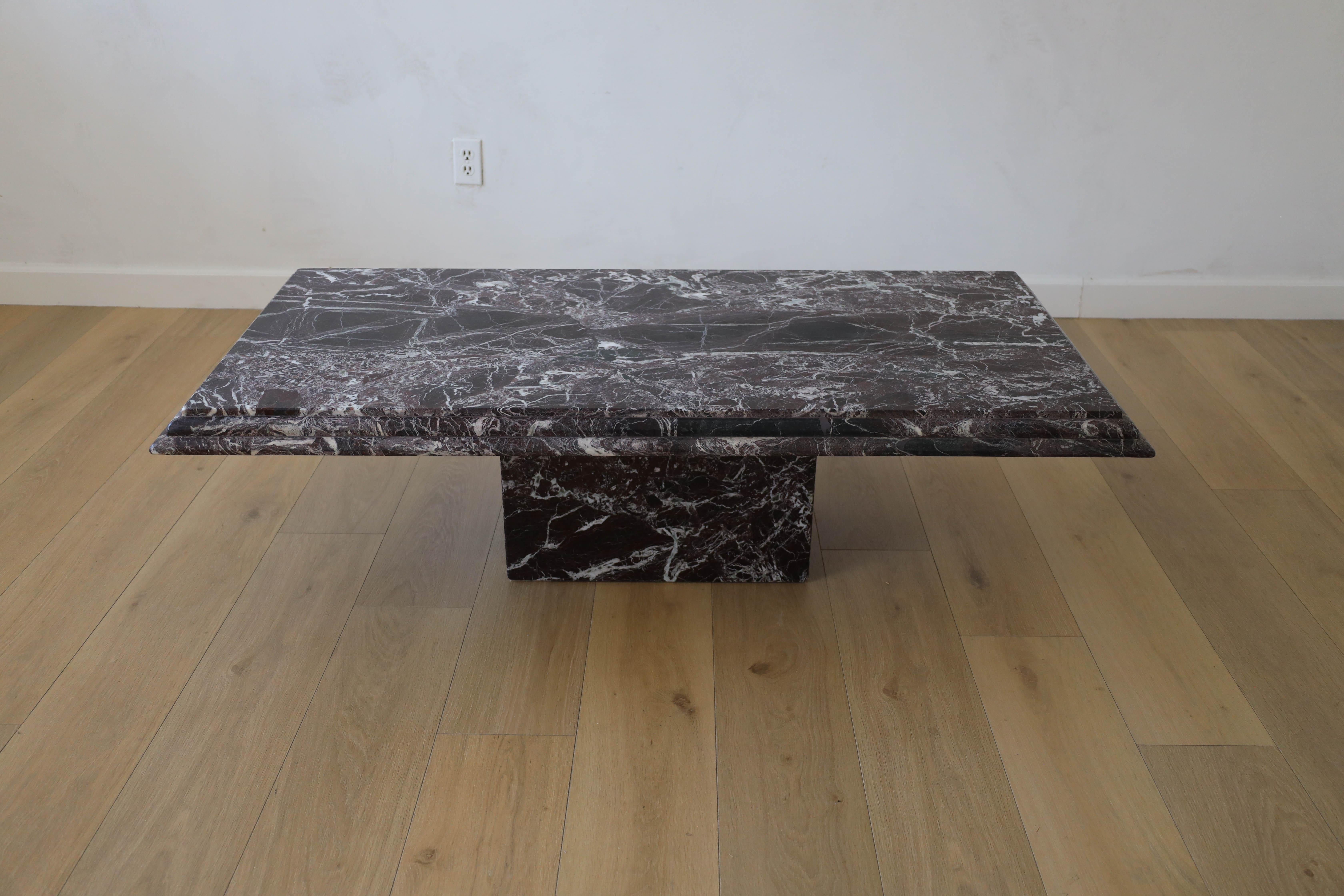 Italian Rosso Levanto Marble Coffee Table, Italy 1960s-70s For Sale