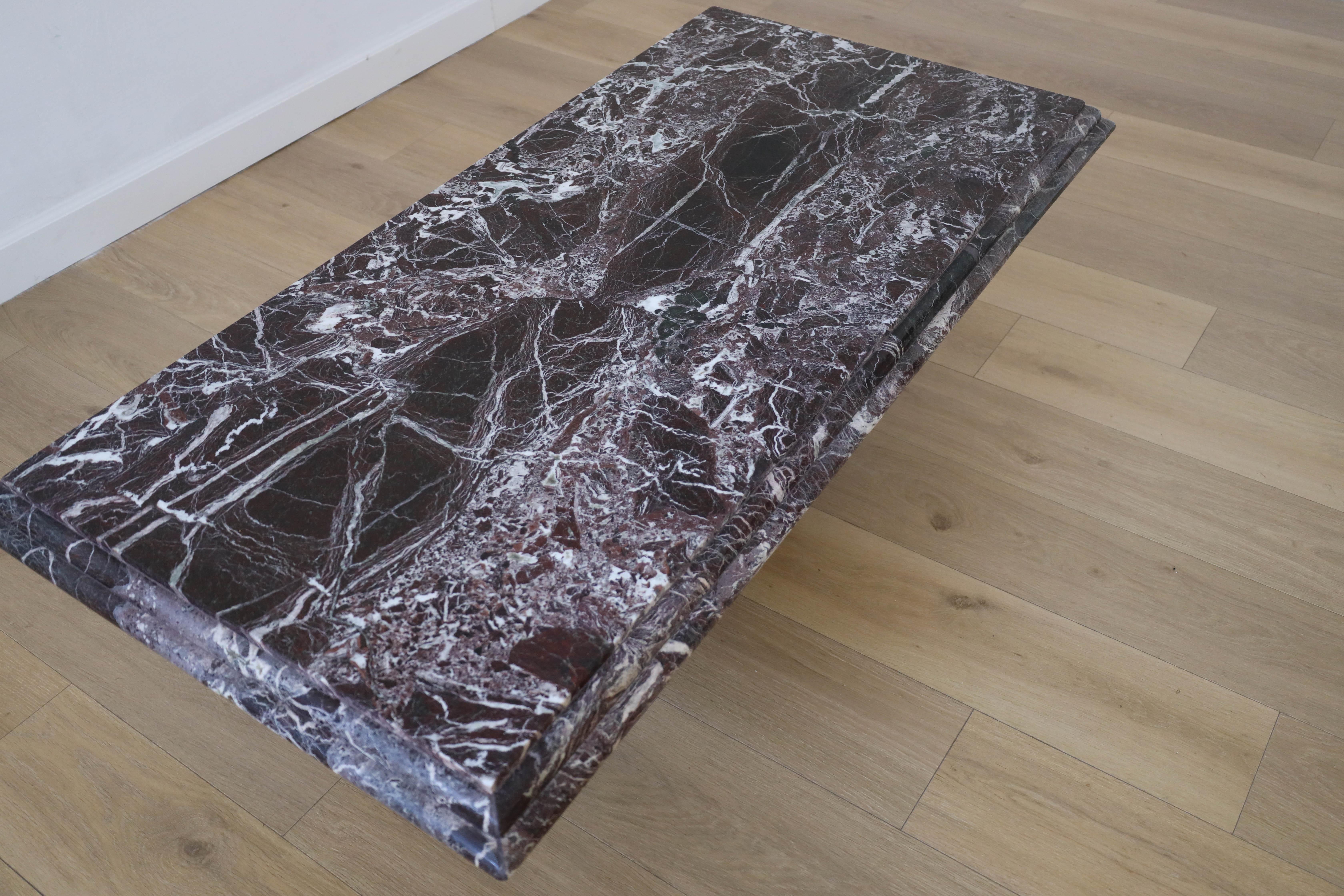 Rosso Levanto Marble Coffee Table, Italy 1960s-70s For Sale 1