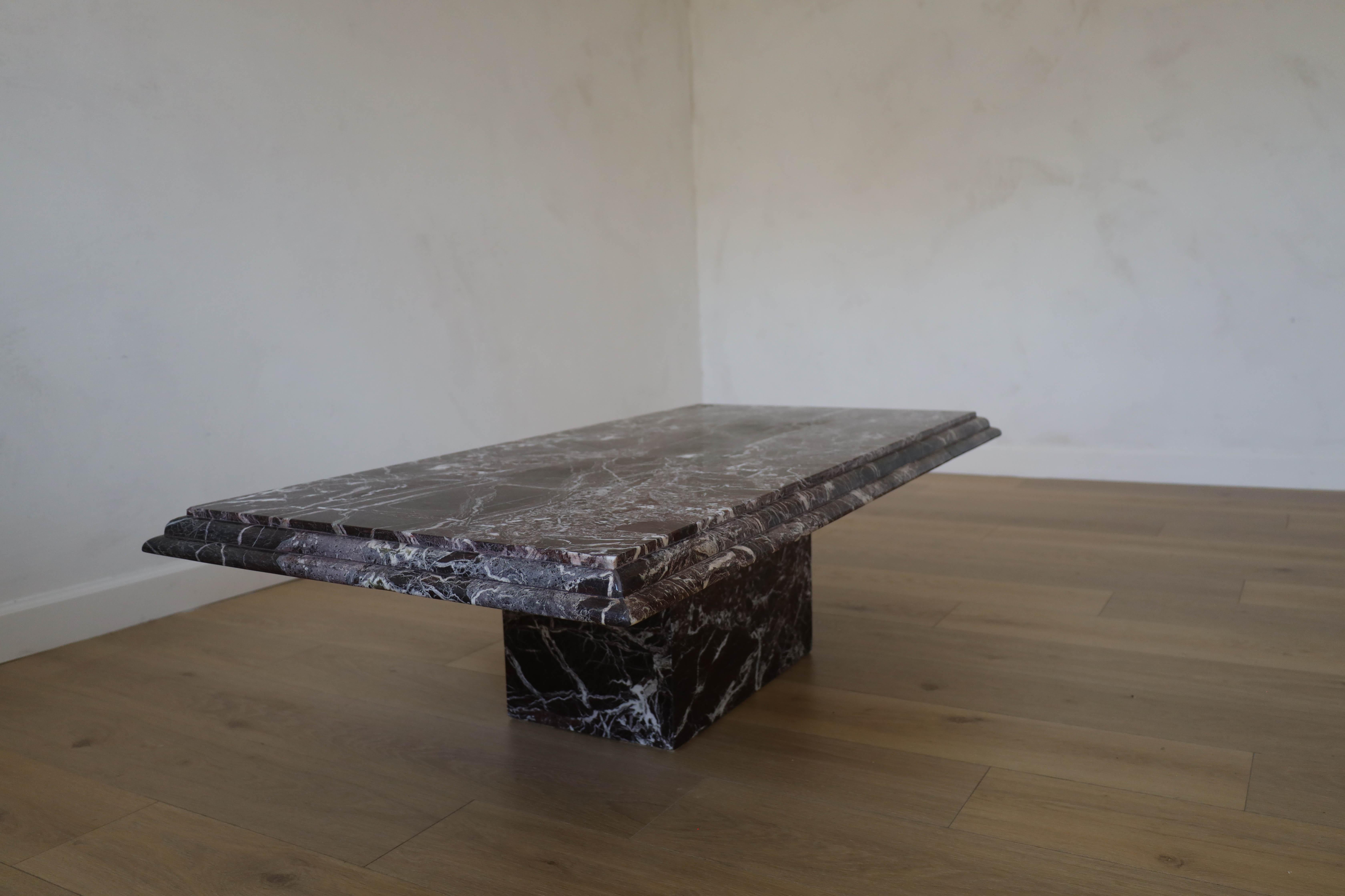Rosso Levanto Marble Coffee Table, Italy 1960s-70s For Sale 2