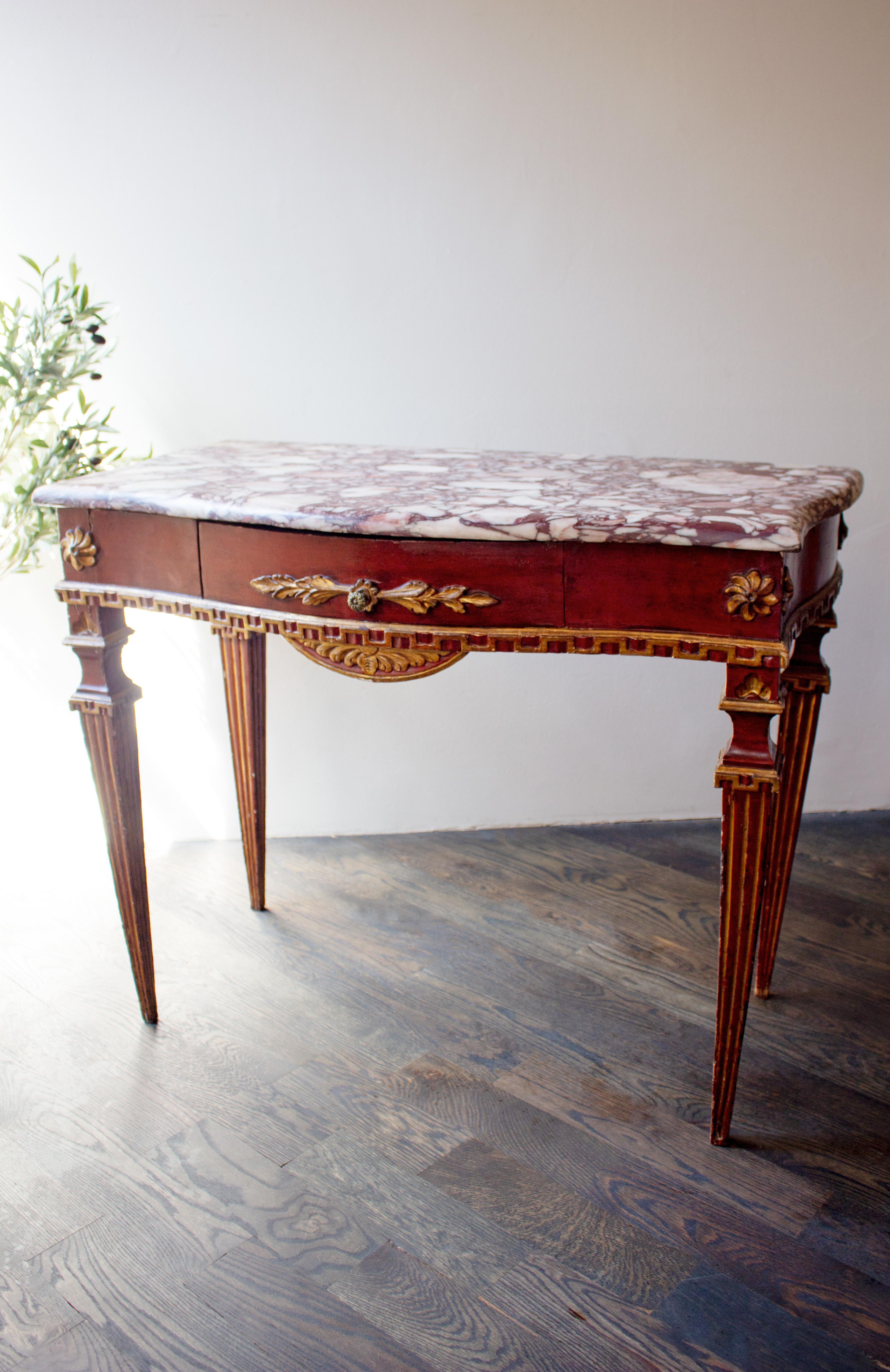 19th Century Rosso Levanto Marble Console Table For Sale