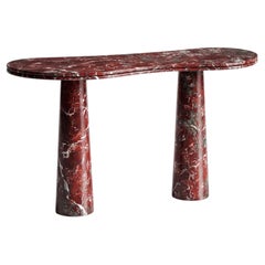 Rosso Levanto Marble Console Table, Handcrafted Solid Marble Entryway Table