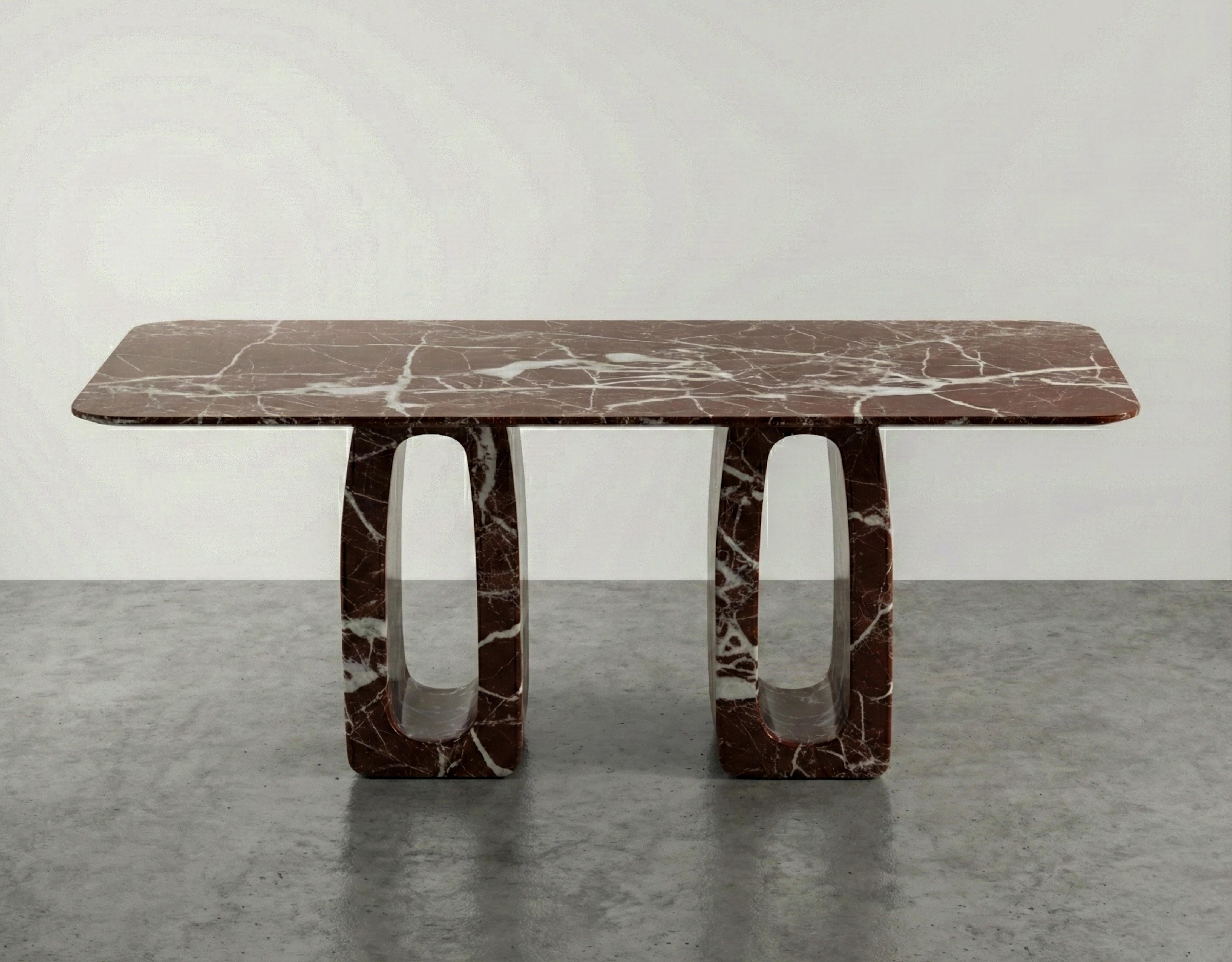 Turc Table de salle à manger en marbre Rosso Levanto, table en marbre bourguignon sur mesure en vente