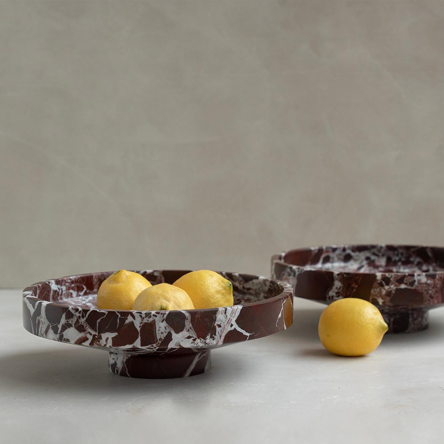 Dutch Rosso Levanto Marble Narrow Bowl  For Sale