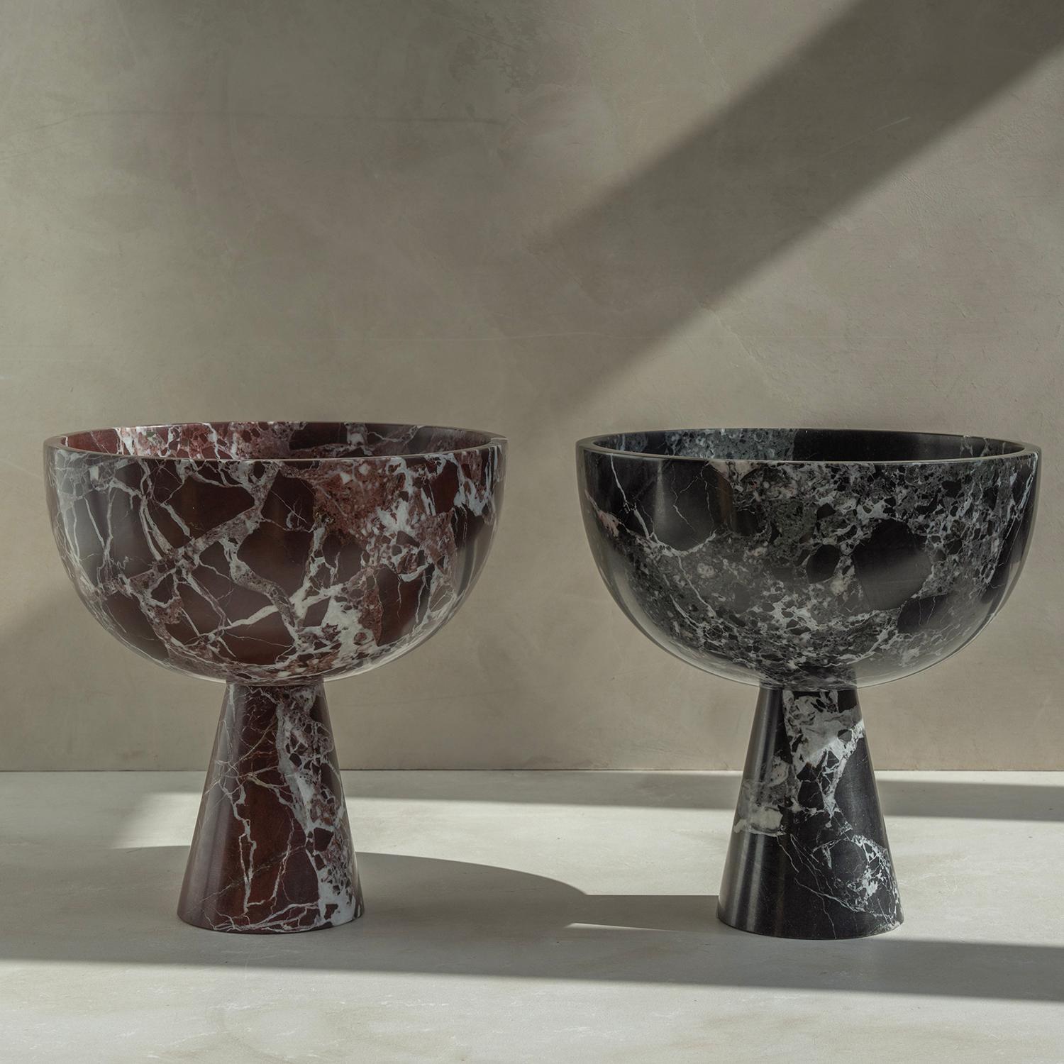 Dutch Rosso Levanto Marble Pedestal Bowl XL