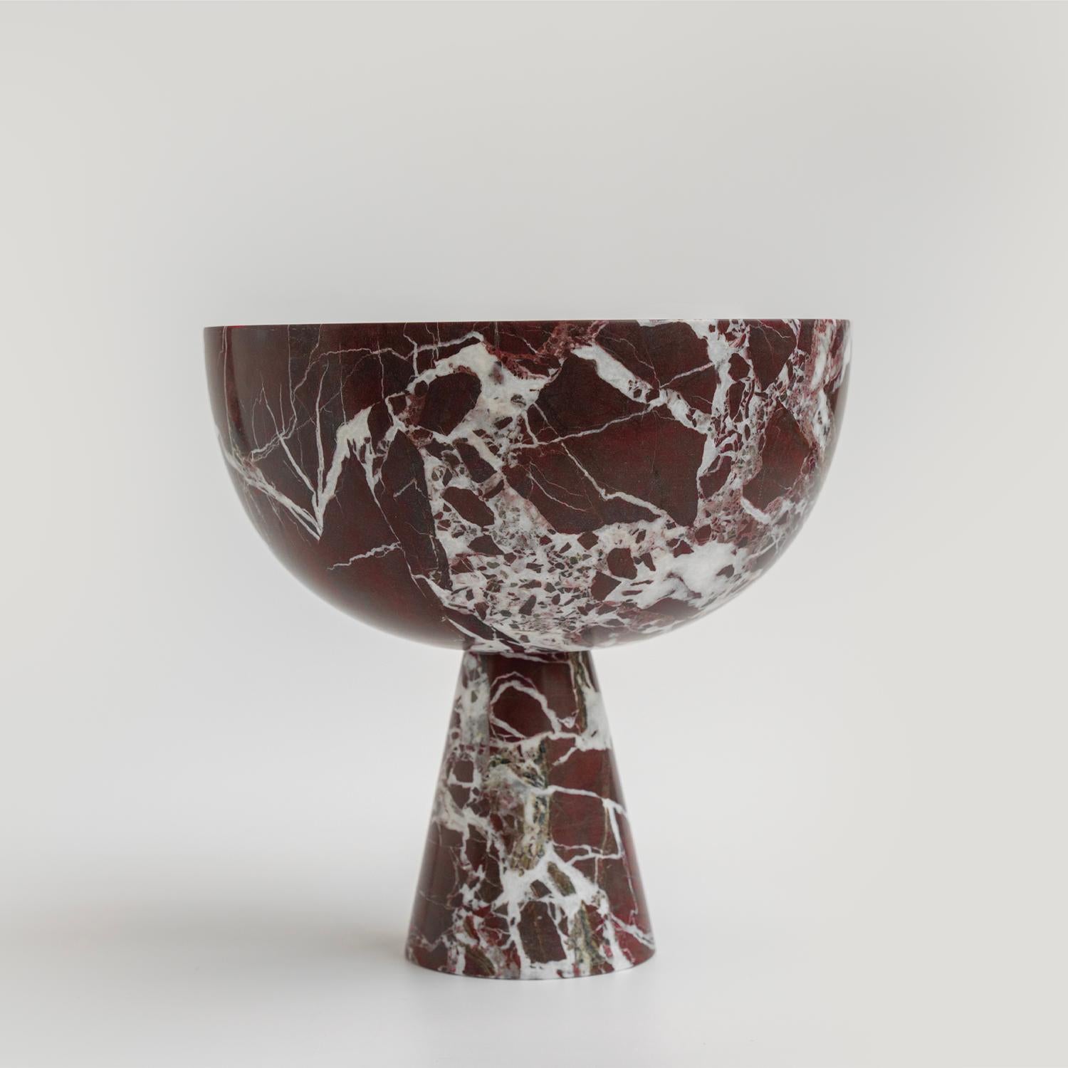 Rosso Levanto Marble Pedestal Bowl XL In New Condition For Sale In EINDHOVEN, NB