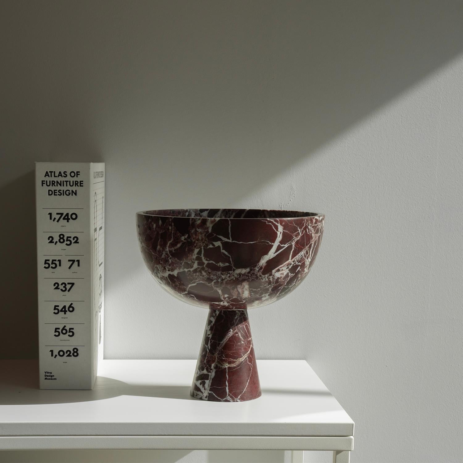 Rosso Levanto Marble Pedestal Bowl XL 1