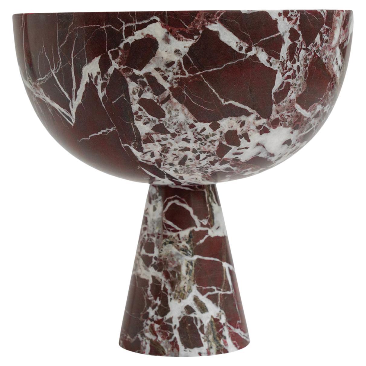 Bol à piédestal en marbre Rosso Levanto XL