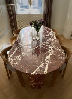 Rosso Levanto Oval Marble Dining Table - Red Marble Oval Kitchen Table