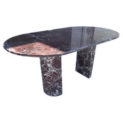 Rosso Levanto Oval Red Marble Dining Table - Luxury Italian Marble Table
