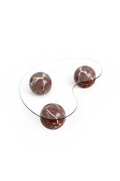 Rosso Levanto Red 3 Ball Marble Coffee Table - Round Glass Marble Coffee Table