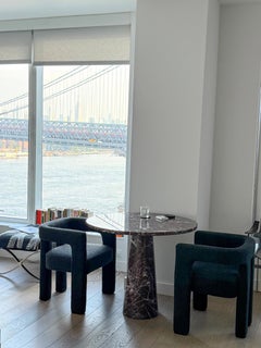 Rosso Levanto Red Fully Marble Dining Table, Round Marble Table, Round Red Table