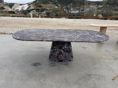 Rosso Levanto Red Marble Dining Table - Handcrafted Oval Meeting Table