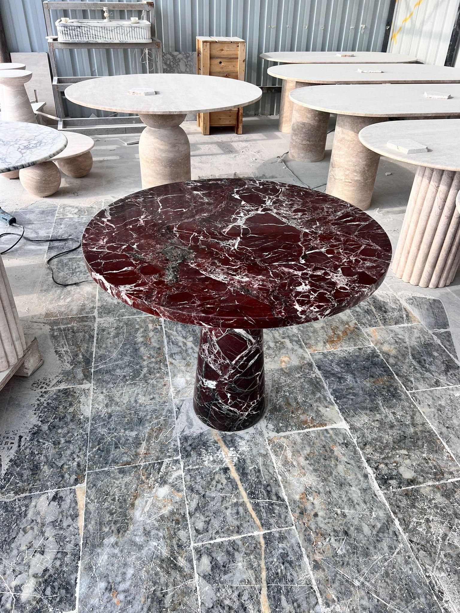 Rosso Levanto Red Marble Dining Table - Round Italian Marble Table For Sale 3