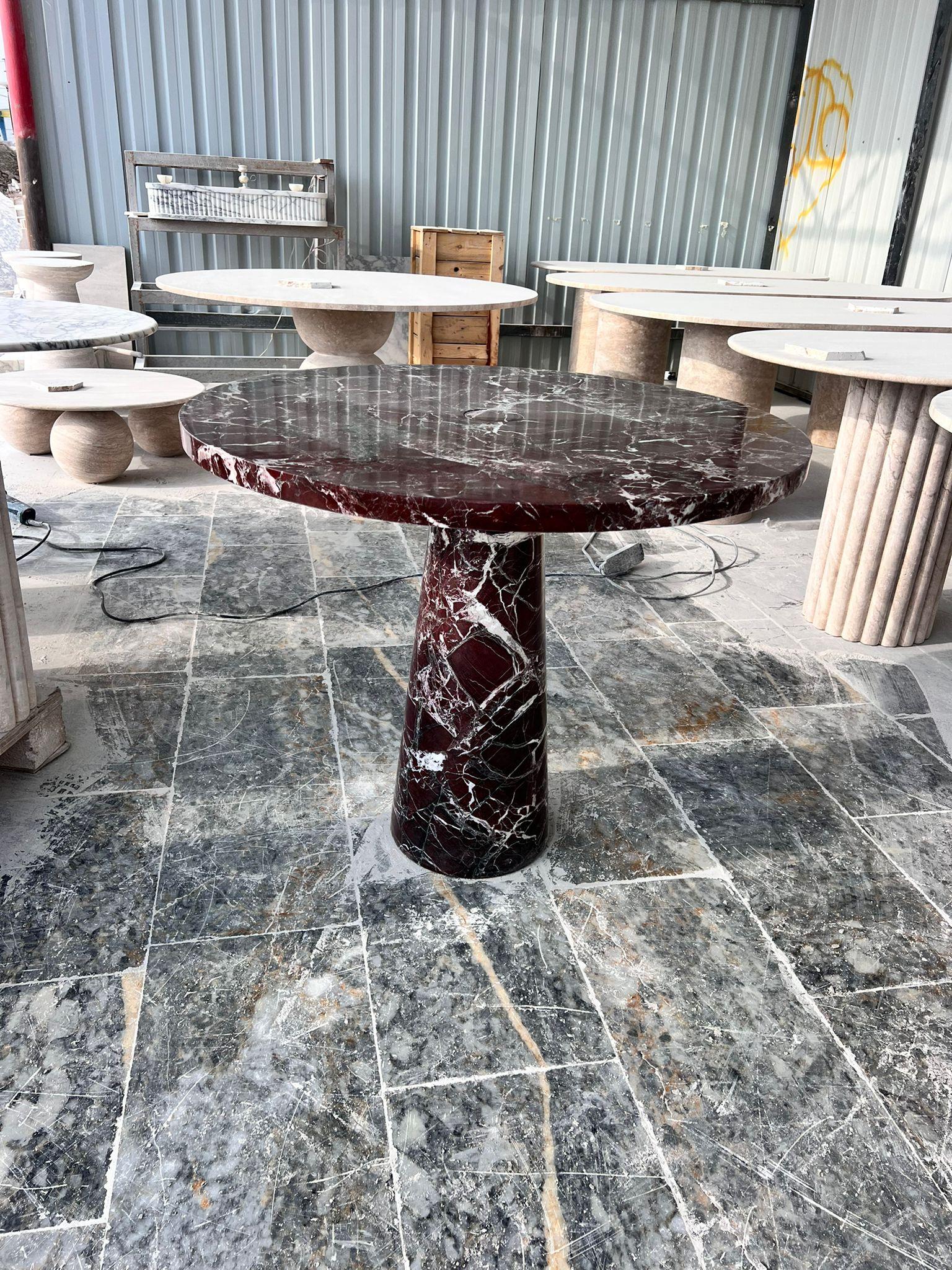 Rosso Levanto Red Marble Dining Table - Round Italian Marble Table For Sale 5