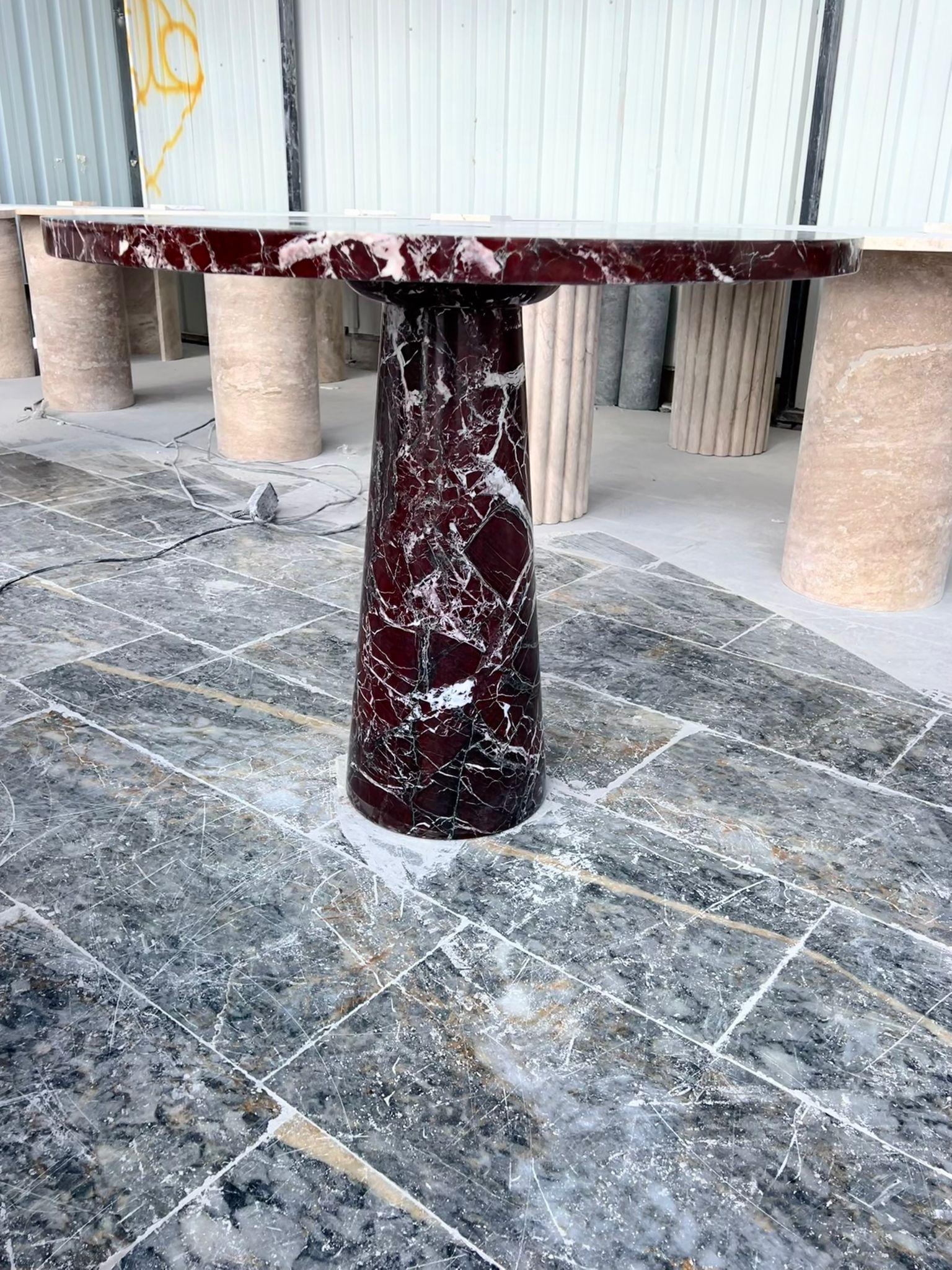 Arts and Crafts Rosso Levanto Red Marble Dining Table - Round Italian Marble Table For Sale