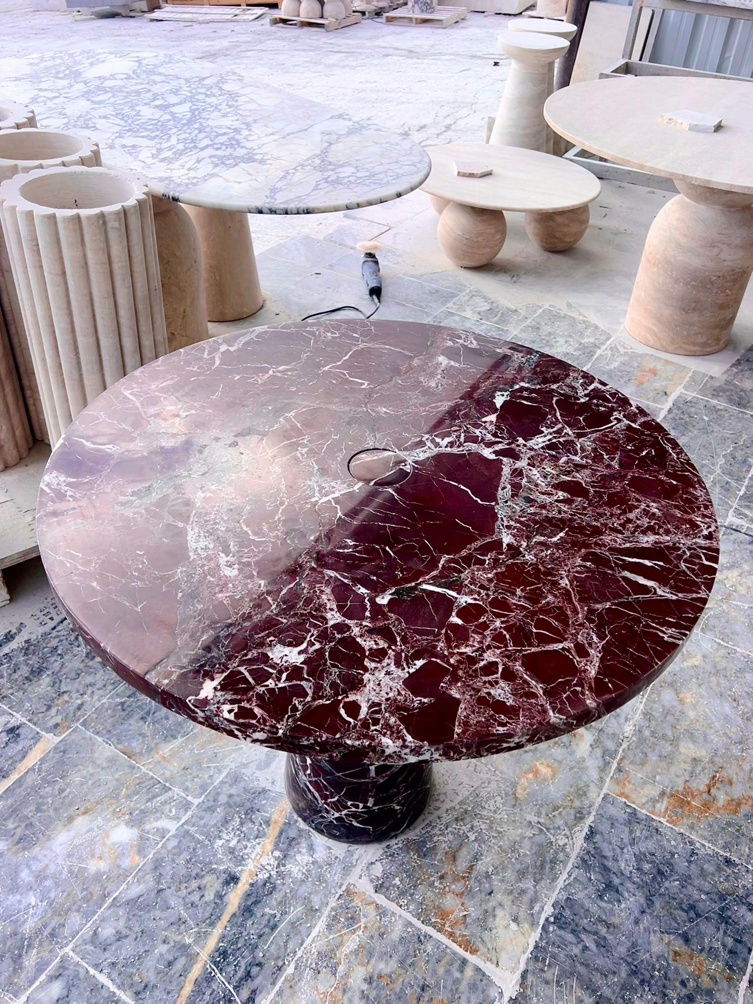 Turkish Rosso Levanto Red Marble Dining Table - Round Italian Marble Table For Sale